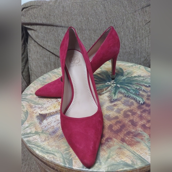 Tory Burch Shoes - Tory Burch Red Suede Pointed-Toe Pump Classic High Heels Size 7M